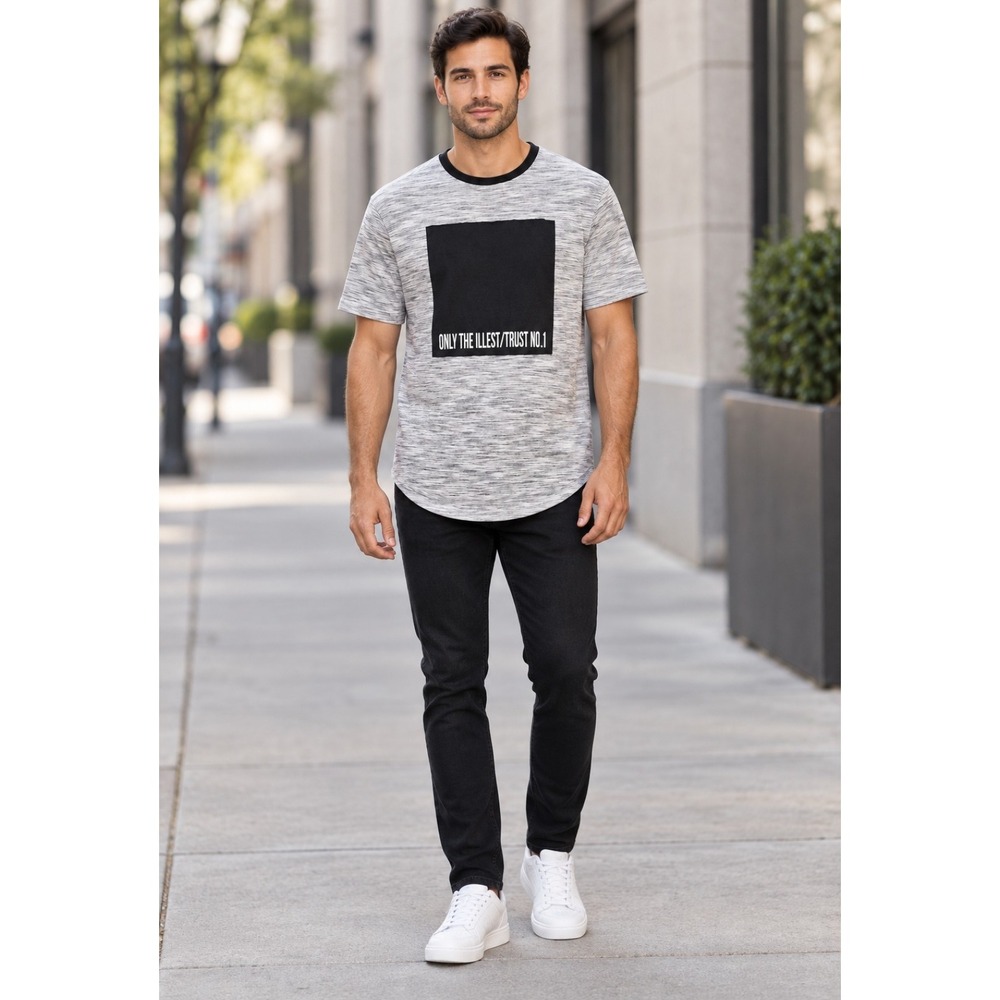 Five By Five Graphic T Shirt Mens L Gray Black Streetwear Short Sleeve